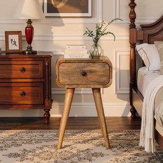 Sunvega Mini Oak-ish Nightstand with Nordic Legs and Single Drawer