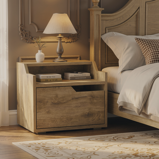 Sunvega Floating Nightstand with Single Drawer and Sleek Two-Tiered Shelf Surfaces for Bedroom