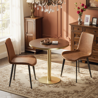 Sunvega Modern Leather Dining Chair with Sleek Metal Legs and Upholstered Cushion Seat