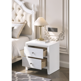 Sunvega Contemporary Modern Look Nightstand End Table with Two Storage Drawers