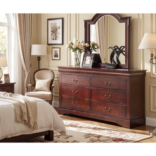 Sunvega Modern Black Dresser with Six Spacious Drawers and Brushed Nickel Handles