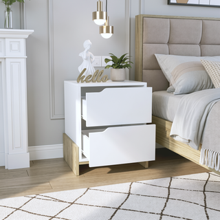 Sunvega Luss Nightstand with Two Spacious Drawers and Sleek Modern Design