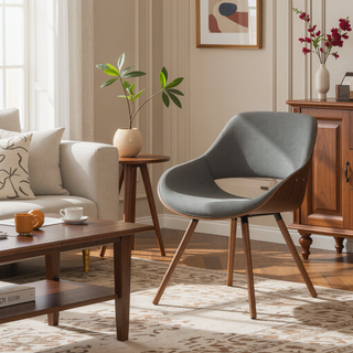 Sunvega Distressed Grey Vegan Faux Leather Upholstered Bentwood Dining Chair