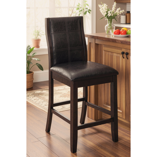 Sunvega Transitional Brown Cherry Espresso Curved Back Leatherette Padded Seat Side Chairs