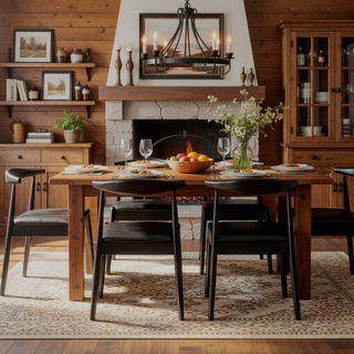 Sunvega Mid-Century Modern Dining Chairs Set of 2 with Solid Oak Frame and Handwoven Seat