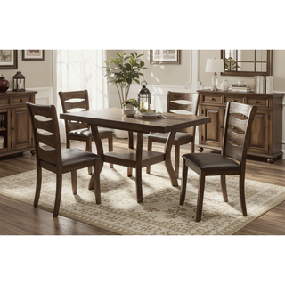 Sunvega Brown Faux Leather Upholstered Wooden Side Chairs with 250lbs Weight Capacity