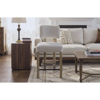 Sunvega Upholstered Counter Height Stool Set of 2 with Knotty Oak Frame and Performance Fabric