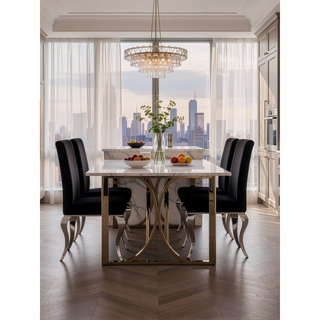 Sunvega Black Synthetic Leather & Chrome Metal High Back Armless Side Chair Set of 2