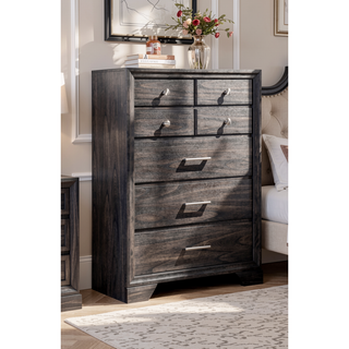 Sunvega Contemporary Dark Wood Finish Nightstand with Two Drawers and Metal Knobs