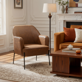 Sunvega Contemporary High Back Accent Chair with Cushioned Seat and Metal Legs