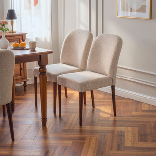 Sunvega Capri Beige Linen Upholstered Dining Chairs with Padded Seat and Back