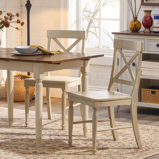 Sunvega Acacia Wood Dining Chairs with X-Shaped Backrest for Classic Dining Room