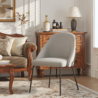 Sunvega Modern Upholstered Leatherette Dining Chair with Gold Steel Frame