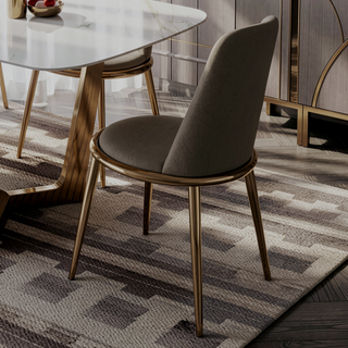 Sunvega Gold and Taupe Finish Contemporary Style 2pc Fully Upholstered Round Side Chair