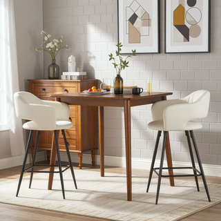Sunvega Contemporary Black Metal and Cream Faux Leather Counter Stool Set of 2