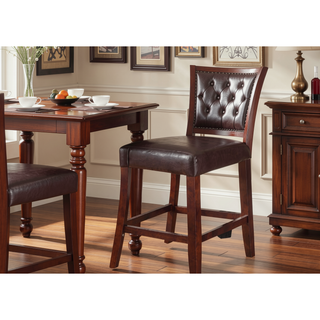 Sunvega Wooden Counter Height Table with 2 Drop Leaves and Stemware Storage Rack