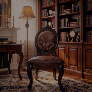 Sunvega Brown and Cherry Oval Back Side Chairs with Nailhead Trim and Padded Cushions