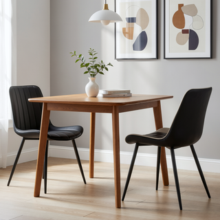 Sunvega PU Dining Chair Set with Smooth Line Design and Dark Gray White Splicing Colors