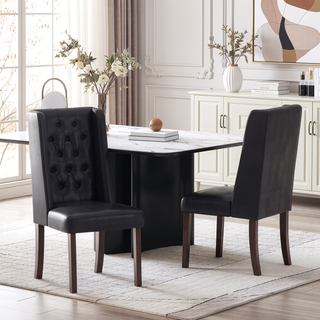 Sunvega Contemporary Tufted Dining Chairs with High Back and Birch Wood Legs