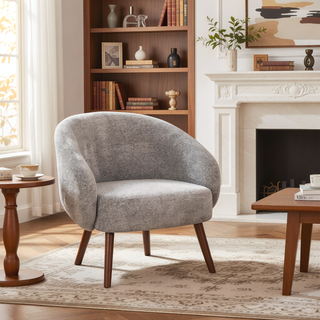 Sunvega Contemporary Accent Lounge Chair with Walnut Wood Legs and Padded Seat