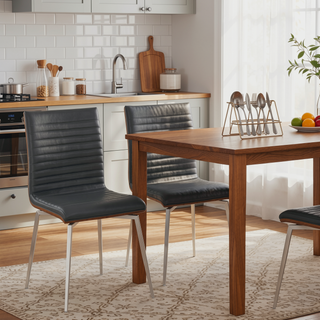 Sunvega Contemporary Dining Accent Chair with Swivel and Tufted Faux Leather Seat