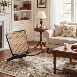 Sunvega Modern Industry Chic Cane Dining Chair Set of 2 for Dining Room