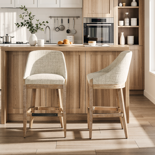 Sunvega 30.5" Modern Coastal Upholstered Barstool with Curved Back for Counter Height