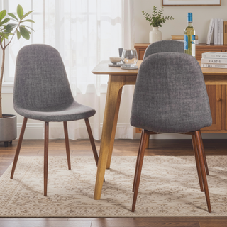 Sunvega Modern Iron Legs Upholstered Dining Chairs with Walnut Finish, Set of 2