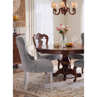 Sunvega Traditional Style Stainless Steel Chair with Plush Velvet Upholstery