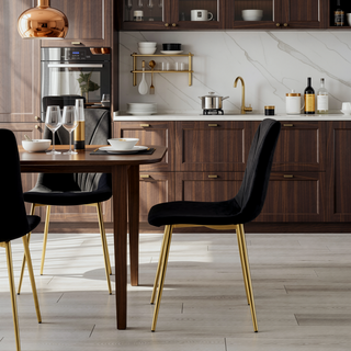 Sunvega Modern Light Luxury Dining Chair with Gold Metal Legs Ergonomic Design Set of 4