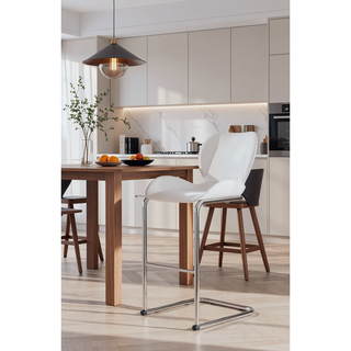 Sunvega 4-Piece White Bar Stool Set with Bucket Seats and Metal Footrest