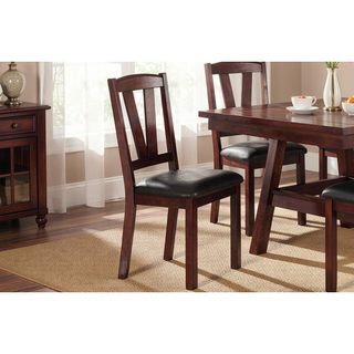 Sunvega Dark Walnut Wood Framed Dining Chairs with Faux Leather Cushion Seats