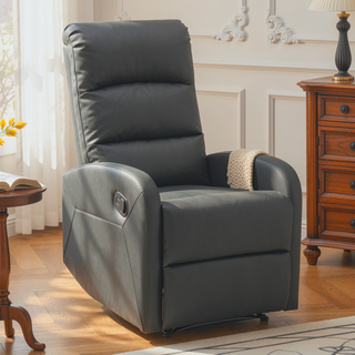 Sunvega Contemporary Faux Leather Recliner Chair with Tufted Backrest and Manual Recline