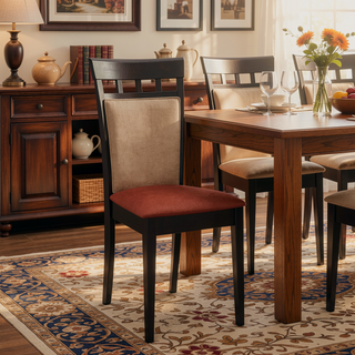 Sunvega Upholstered Side Chairs with Cappuccino Finish and Intriguing Cut-Out Designs