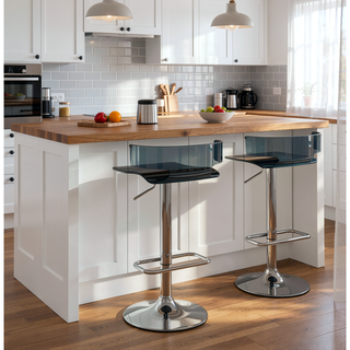 Sunvega Modern Acrylic and Chrome Bar Stool with Swivel Seat and Footrest