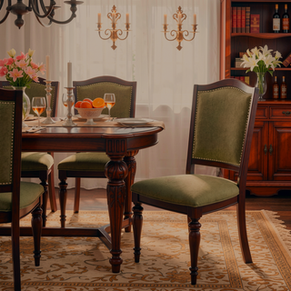 Sunvega Dark Cherry Finish Wooden Dining Chairs Set of 2 with Upholstered Seat