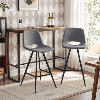 Sunvega Porth Fabric Kitchen Counter Height Stools Set of 2 with Plush Upholstery
