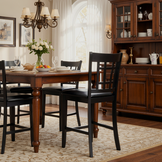Sunvega Antique White and Rosy Brown Finish Counter Height Dining Table with Extension Leaf