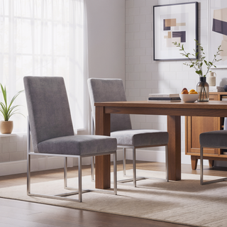 Sunvega Modern Velvet Upholstered Stainless Steel Dining Chair with Chrome Finish