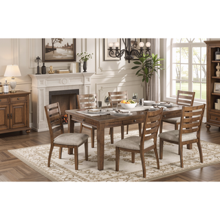 Sunvega Traditional Style Cherry and Gray Finish Wooden Dining Table with 6 Drawers
