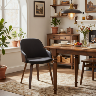 Sunvega Mid-Century Modern Dining and Accent Chair with Upholstered Seat and Wood Back
