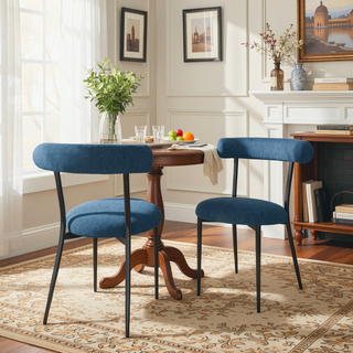 Sunvega Modern Metal Frame Dining Chairs Set of 2 with Curved Open Backrests