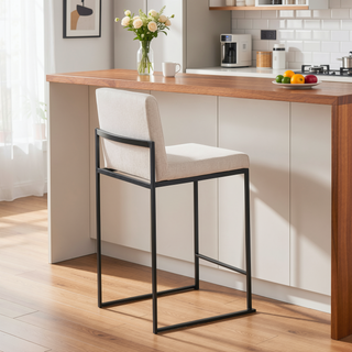 Sunvega Contemporary High Back Counter Stool Set of 3 with Padded Seat and Backrest