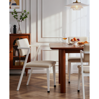 Sunvega Tall Backrest Dining Chair with Padded Gray Fabric Seat Set of 2