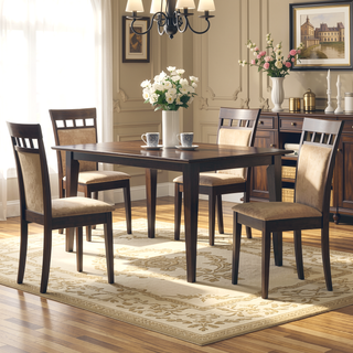 Sunvega Upholstered Side Chairs with Cappuccino Finish and Intriguing Cut-Out Designs