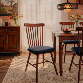 Sunvega Solid Wood Windsor Kitchen Chairs with Cushioned Seats for Modern Dining