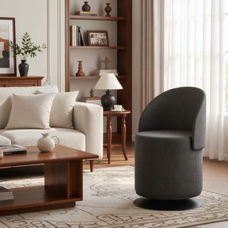 Sunvega Finch Contemporary Swivel Chair with Adjustable Backrest and Fabric Upholstery