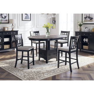 Sunvega Contemporary 18" Extendable Leaf Storage Table with Two-Tone Chalk Gray Finish