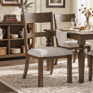 Sunvega Contemporary Farmhouse Style Wood Frame Light Brown Finish Dining Chair Set