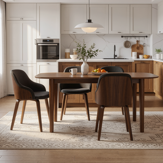 Sunvega Mid-Century Modern Dining and Accent Chair with Upholstered Seat and Wood Back